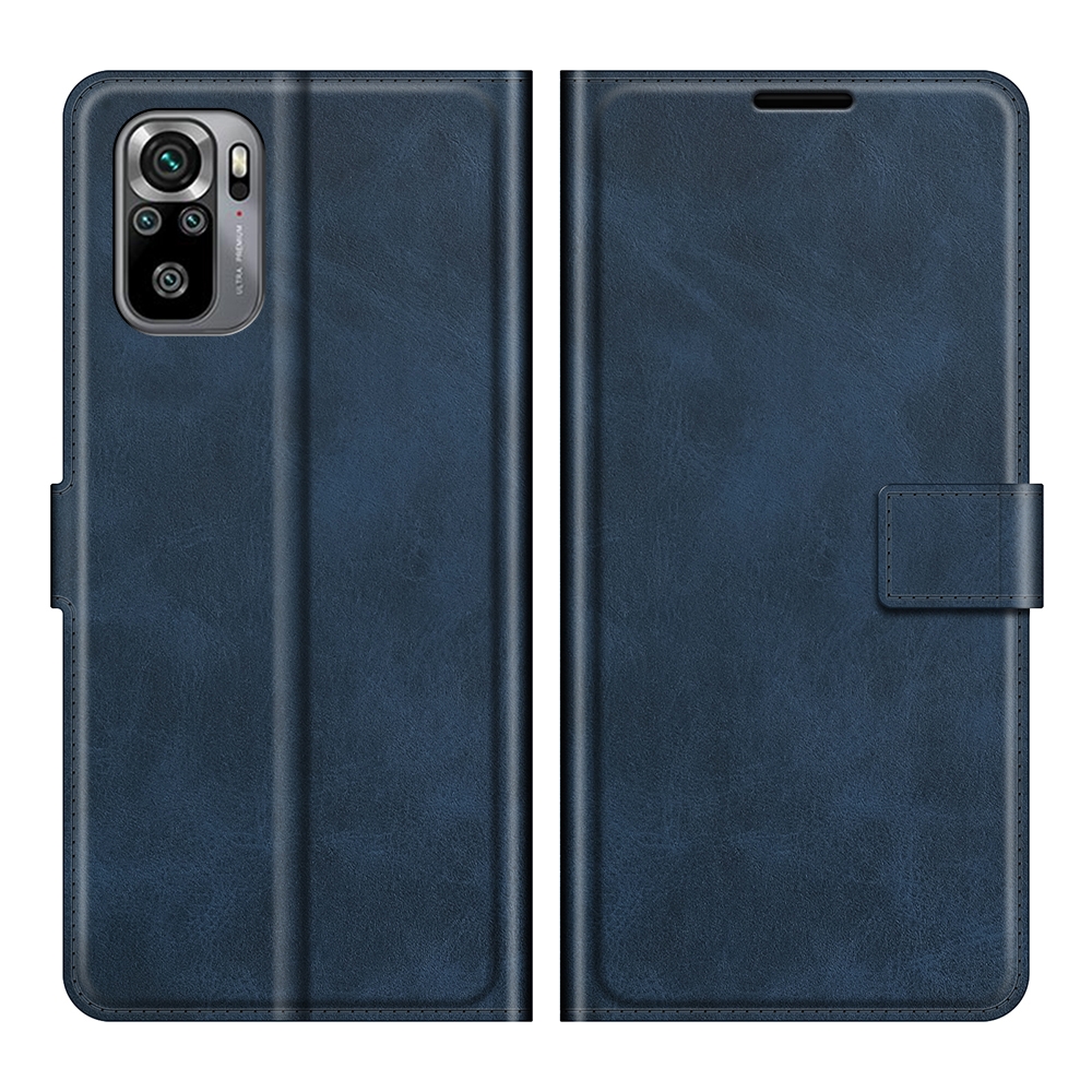עבור Xiaomi Redmi Note 10 כיסוי ארנק / ספר עשוי מעור בצבע כחול עם חריצים לכרטיסי אשראי