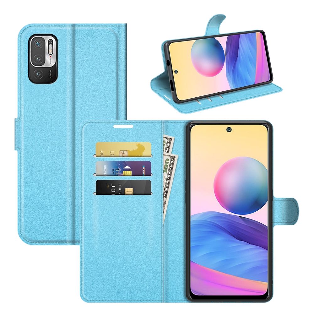 עבור Xiaomi Redmi Note 10 5G כיסוי ארנק / ספר עשוי מעור בצבע כחול עם חריצים לכרטיסי אשראי