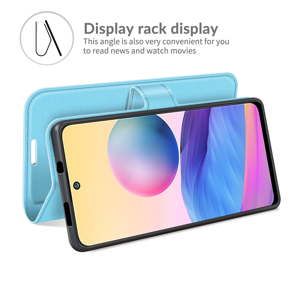 עבור Xiaomi Redmi Note 10 5G כיסוי ארנק / ספר עשוי מעור בצבע כחול עם חריצים לכרטיסי אשראי