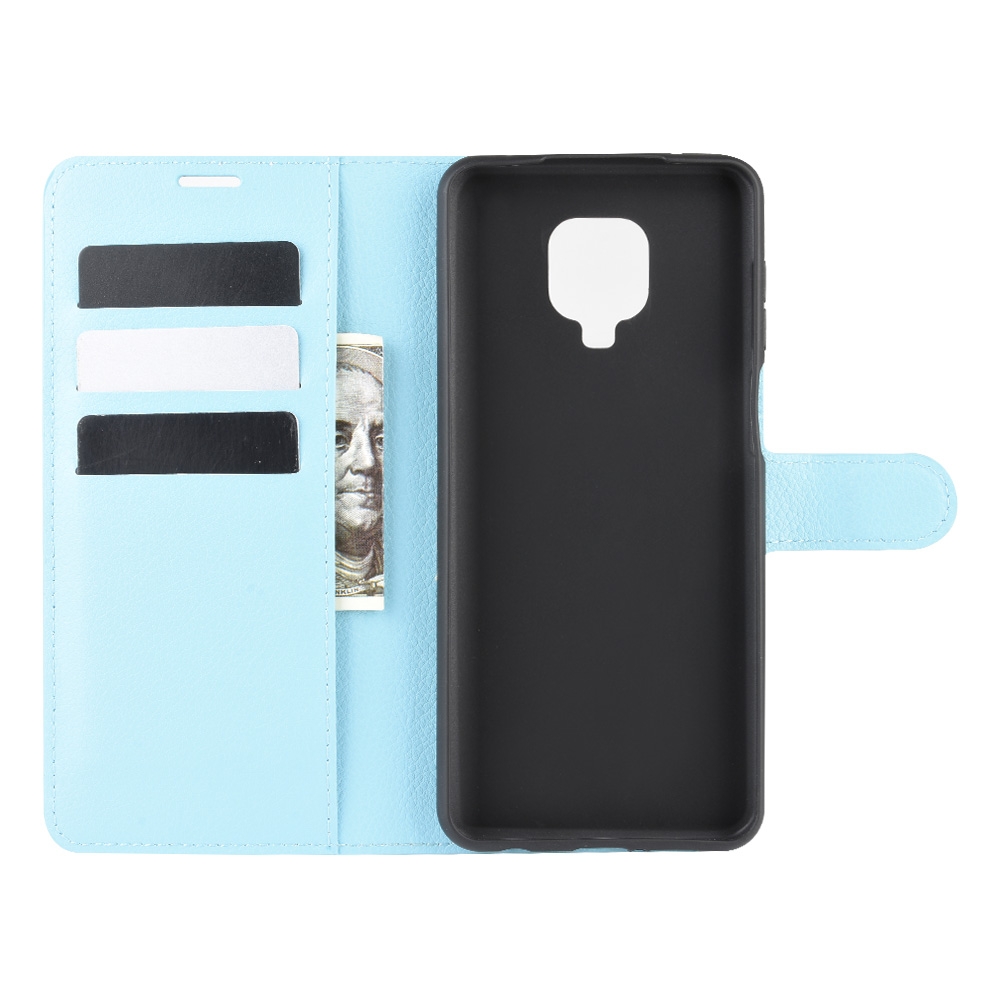 עבור Xiaomi Redmi Note 9S כיסוי ארנק / ספר עשוי מעור בצבע כחול עם חריצים לכרטיסי אשראי