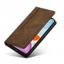 עבור Apple iPhone 12 mini כיסוי ארנק / ספר עשוי מעור בצבע חום עם חריצים לכרטיסי אשראי