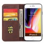 עבור Apple iPhone 7 כיסוי ארנק / ספר עשוי מעור בצבע חום עם חריצים לכרטיסי אשראי