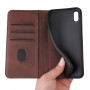 עבור Apple iPhone X כיסוי ארנק / ספר עשוי מעור בצבע חום עם חריצים לכרטיסי אשראי