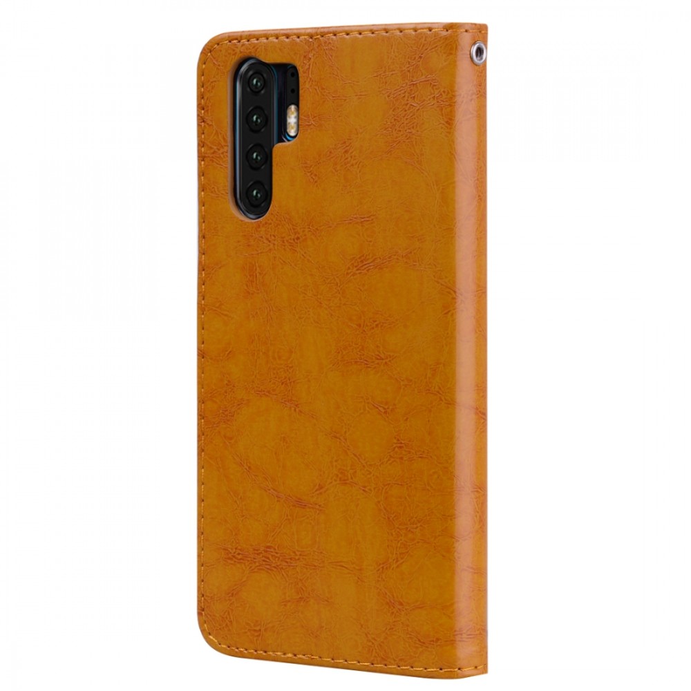 עבור Huawei P30 Pro כיסוי ארנק / ספר עשוי מעור בצבע חום עם חריצים לכרטיסי אשראי