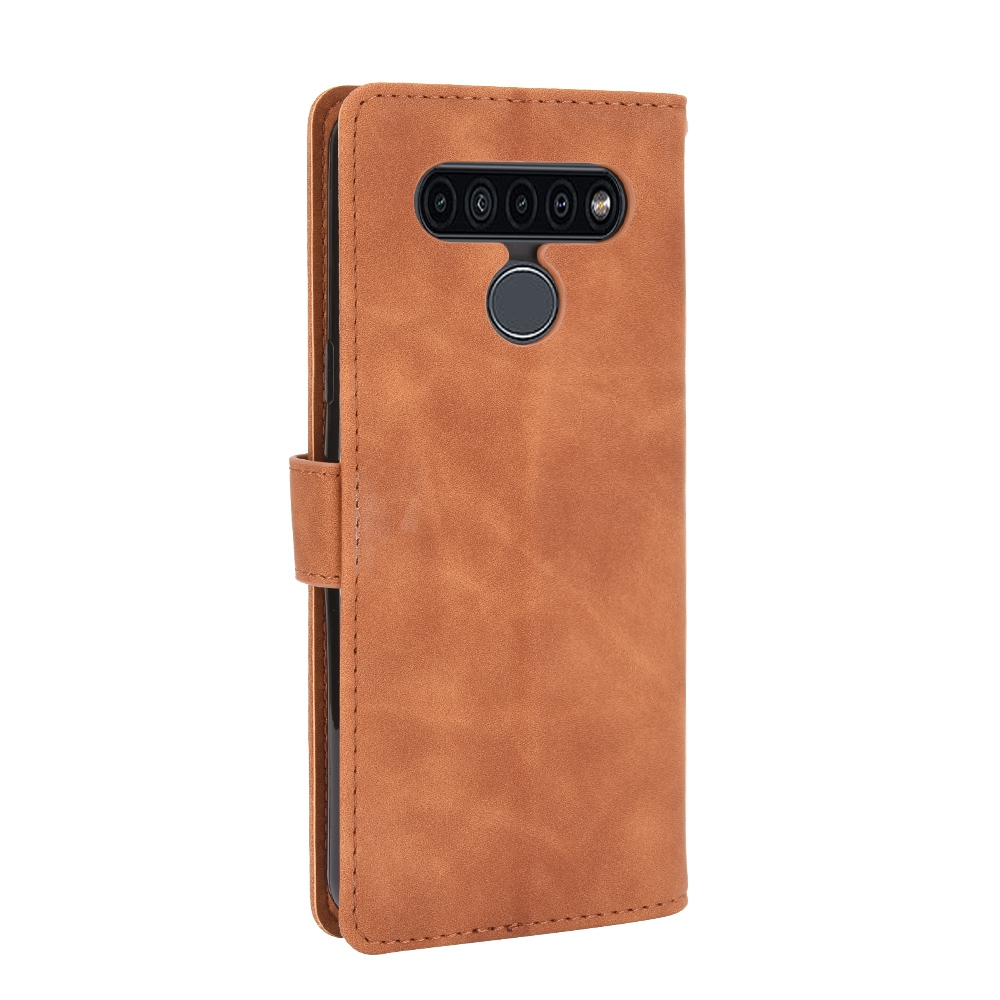 עבור LG K51S כיסוי ארנק / ספר עשוי מעור בצבע חום עם חריצים לכרטיסי אשראי