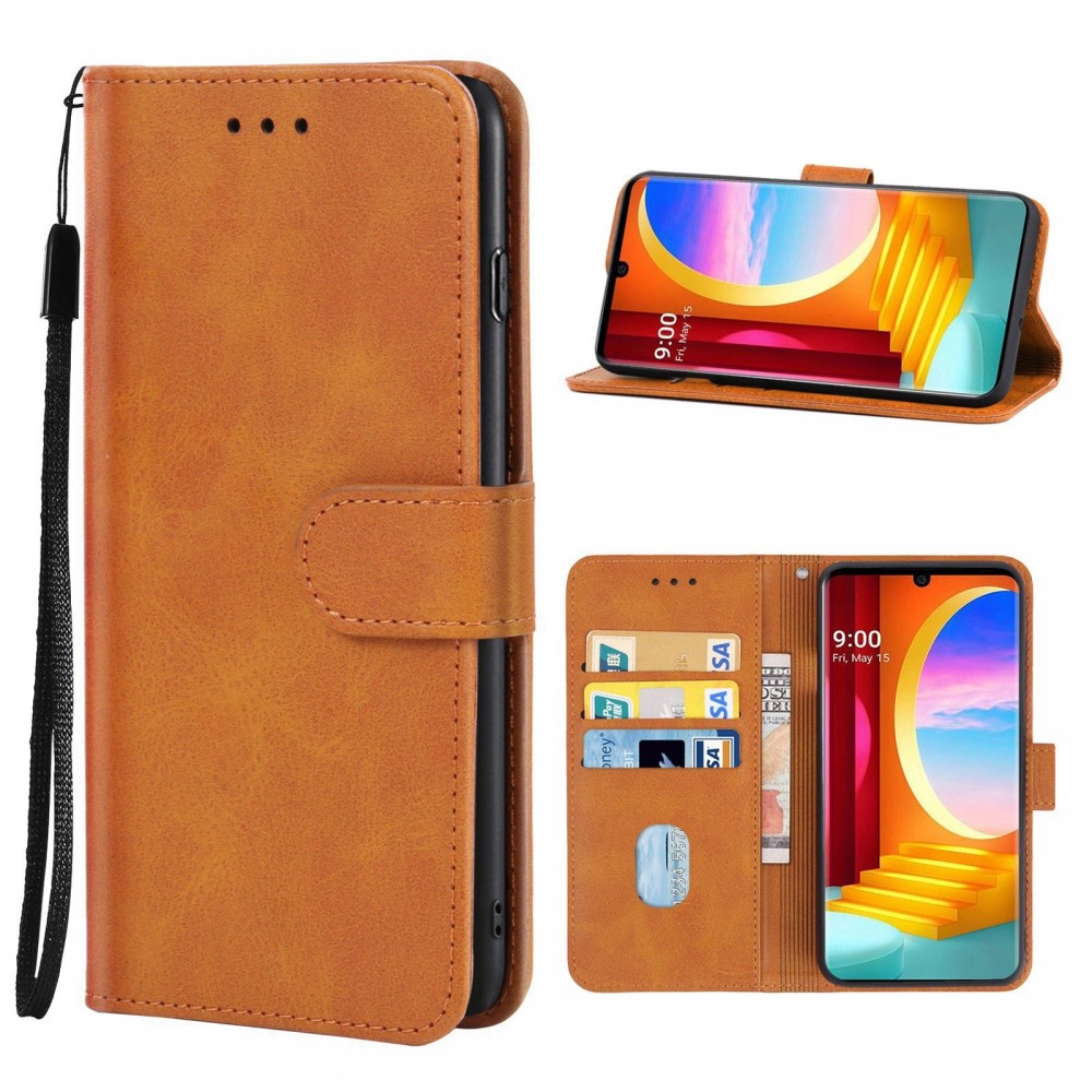עבור LG Velvet 5G כיסוי ארנק / ספר עשוי מעור בצבע חום עם חריצים לכרטיסי אשראי