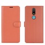 עבור Nokia 2.4 כיסוי ארנק / ספר עשוי מעור בצבע חום עם חריצים לכרטיסי אשראי