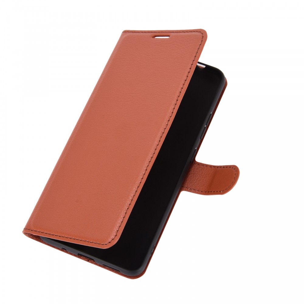 עבור Nokia 2.4 כיסוי ארנק / ספר עשוי מעור בצבע חום עם חריצים לכרטיסי אשראי