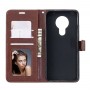עבור Nokia 5.3 כיסוי ארנק / ספר עשוי מעור בצבע חום עם חריצים לכרטיסי אשראי