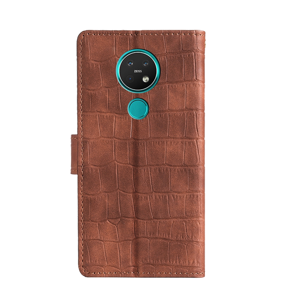 עבור Nokia 7.2 כיסוי ארנק / ספר עשוי מעור בצבע חום עם חריצים לכרטיסי אשראי