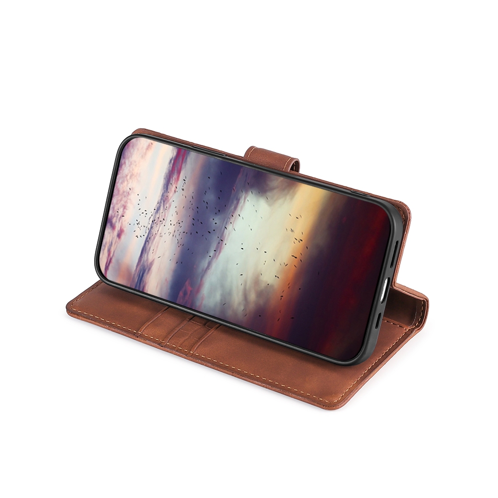 עבור Nokia 8 כיסוי ארנק / ספר עשוי מעור בצבע חום עם חריצים לכרטיסי אשראי