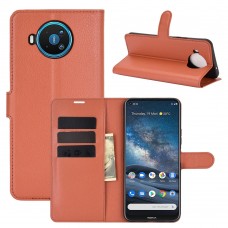 עבור Nokia 8.3 5G כיסוי ארנק / ספר עשוי מעור בצבע חום עם חריצים לכרטיסי אשראי