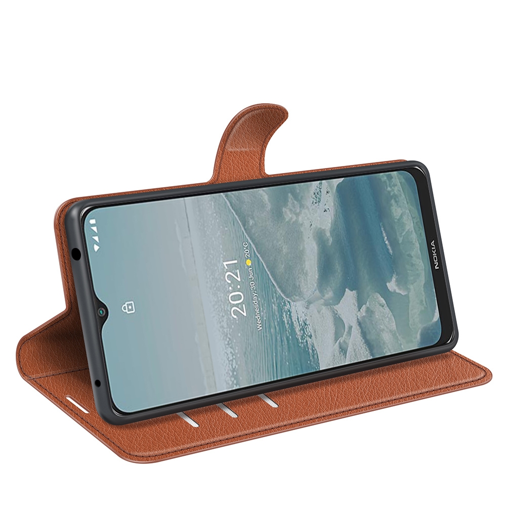 עבור Nokia G20 כיסוי ארנק / ספר עשוי מעור בצבע חום עם חריצים לכרטיסי אשראי