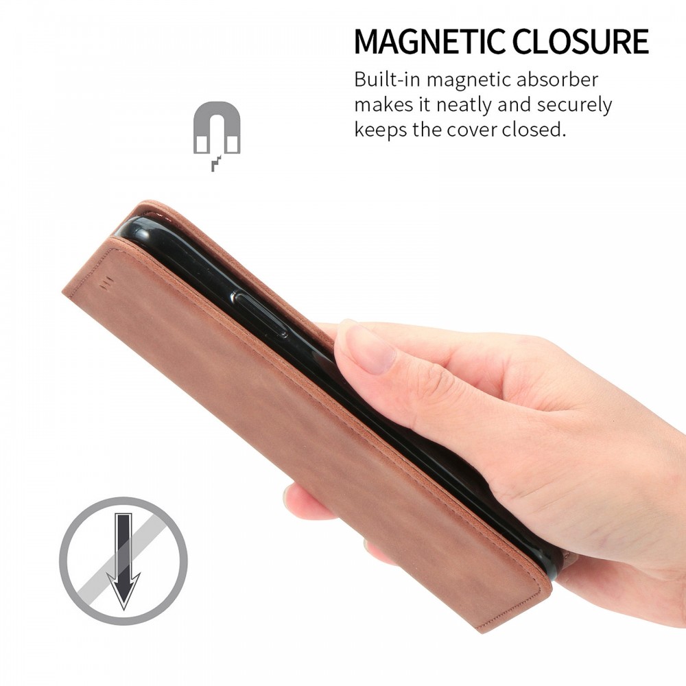 עבור OnePlus 8 Pro כיסוי ארנק / ספר עשוי מעור בצבע חום עם חריצים לכרטיסי אשראי