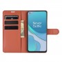 עבור OnePlus 8T כיסוי ארנק / ספר עשוי מעור בצבע חום עם חריצים לכרטיסי אשראי