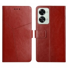 עבור OnePlus Nord 2T כיסוי ארנק / ספר עשוי מעור בצבע חום עם חריצים לכרטיסי אשראי