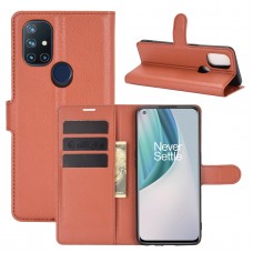 עבור OnePlus Nord N10 5G כיסוי ארנק / ספר עשוי מעור בצבע חום עם חריצים לכרטיסי אשראי