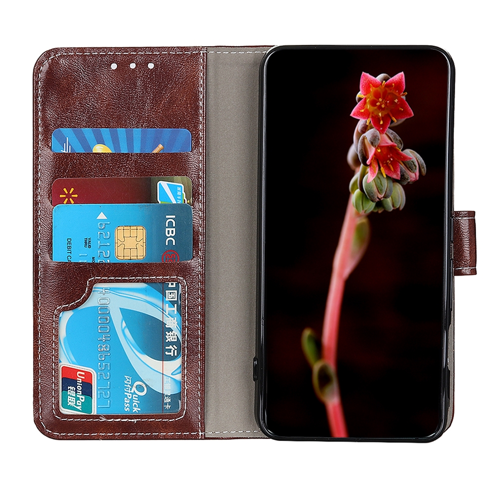 עבור Oppo A54 כיסוי ארנק / ספר עשוי מעור בצבע חום עם חריצים לכרטיסי אשראי