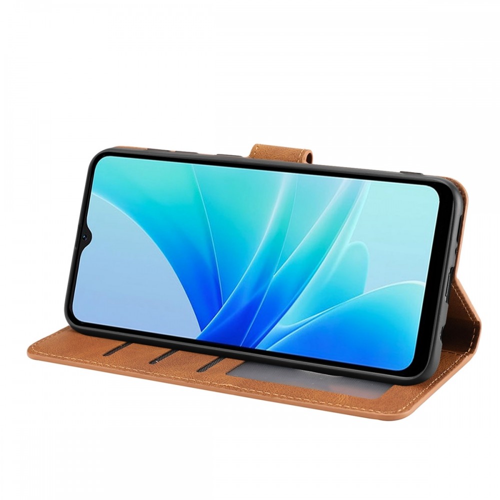 עבור Oppo A57 4G כיסוי ארנק / ספר עשוי מעור בצבע חום עם חריצים לכרטיסי אשראי