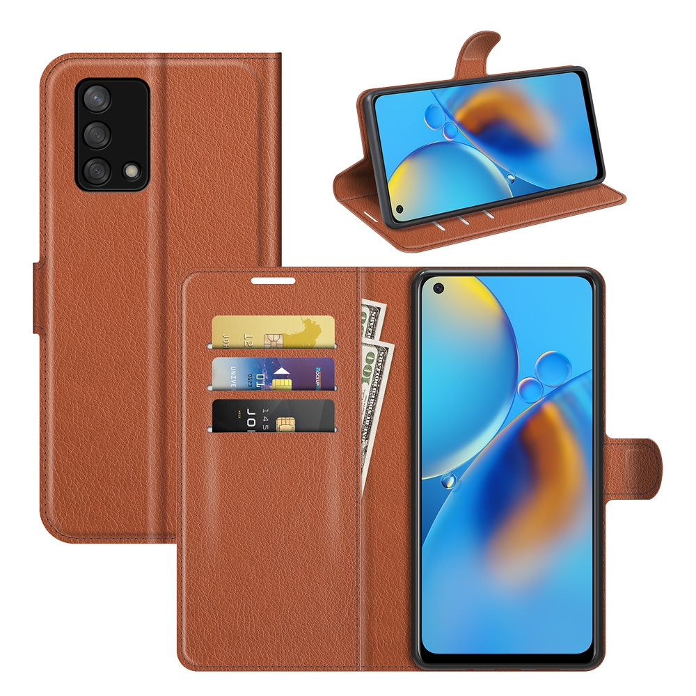עבור Oppo A74 כיסוי ארנק / ספר עשוי מעור בצבע חום עם חריצים לכרטיסי אשראי