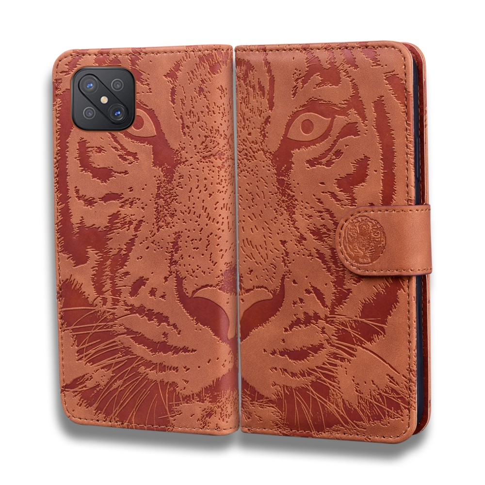 עבור Oppo A92s כיסוי ארנק / ספר עשוי מעור בצבע חום עם חריצים לכרטיסי אשראי