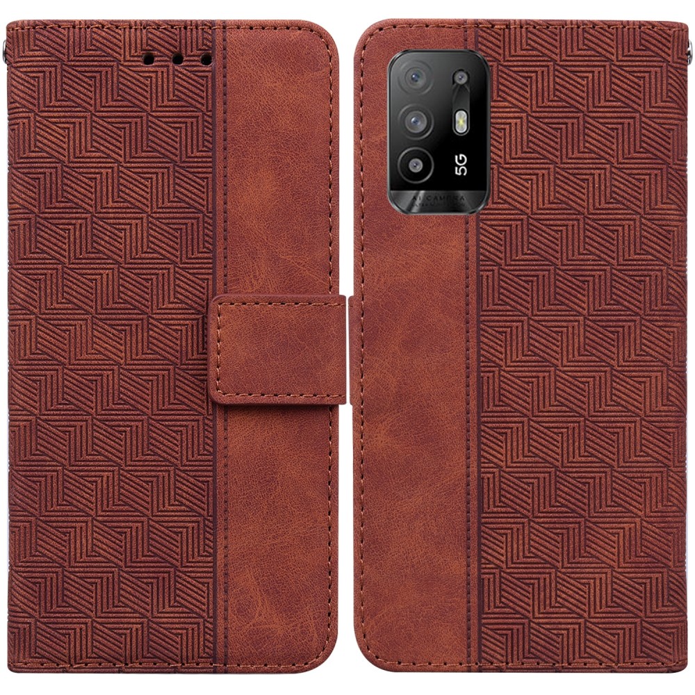 עבור Oppo A94 5G כיסוי ארנק / ספר עשוי מעור בצבע חום עם חריצים לכרטיסי אשראי