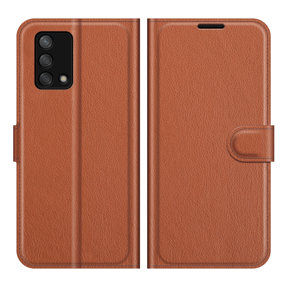 עבור Oppo F19 כיסוי ארנק / ספר עשוי מעור בצבע חום עם חריצים לכרטיסי אשראי