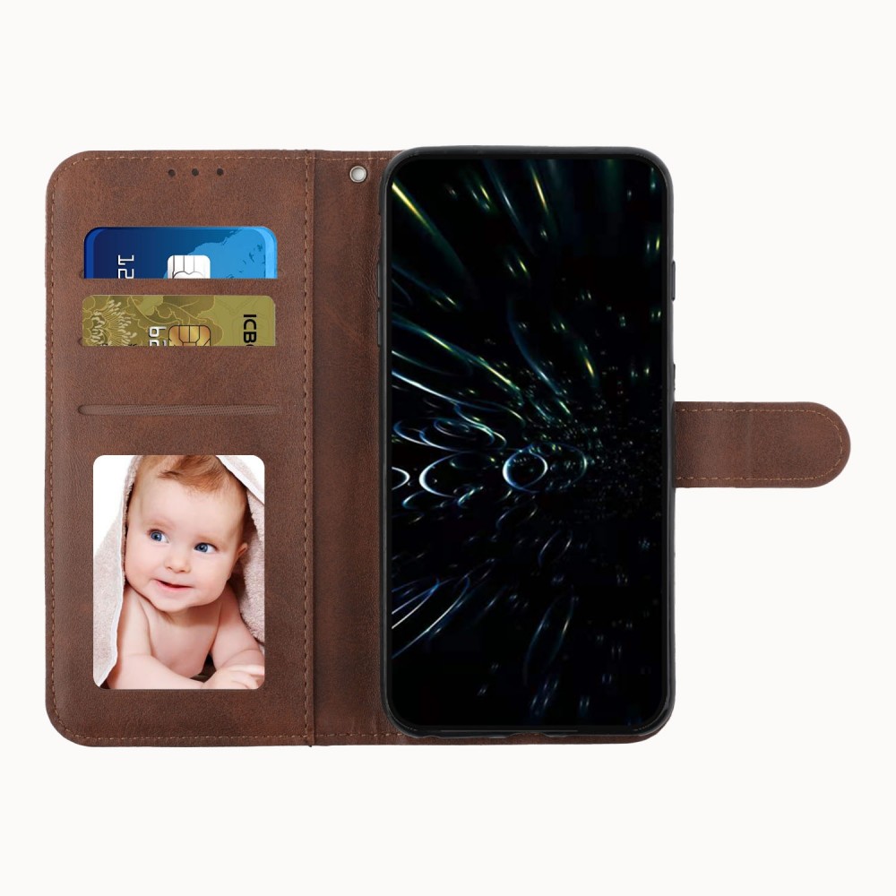 עבור Oppo Reno8 5G כיסוי ארנק / ספר עשוי מעור בצבע חום עם חריצים לכרטיסי אשראי
