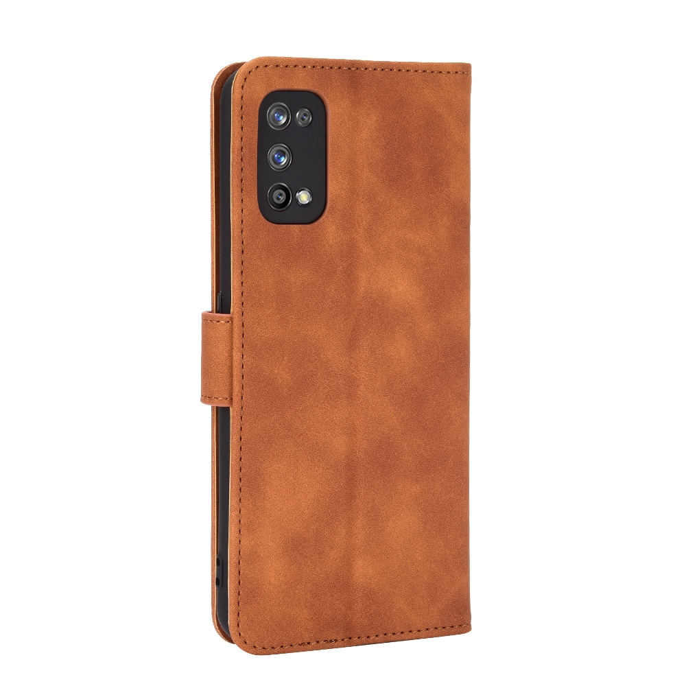 עבור Realme 7 Pro כיסוי ארנק / ספר עשוי מעור בצבע חום עם חריצים לכרטיסי אשראי
