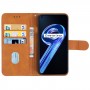 עבור Realme 9 5G כיסוי ארנק / ספר עשוי מעור בצבע חום עם חריצים לכרטיסי אשראי