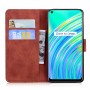 עבור Realme C17 כיסוי ארנק / ספר עשוי מעור בצבע חום עם חריצים לכרטיסי אשראי