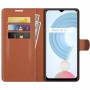 עבור Realme C21Y כיסוי ארנק / ספר עשוי מעור בצבע חום עם חריצים לכרטיסי אשראי