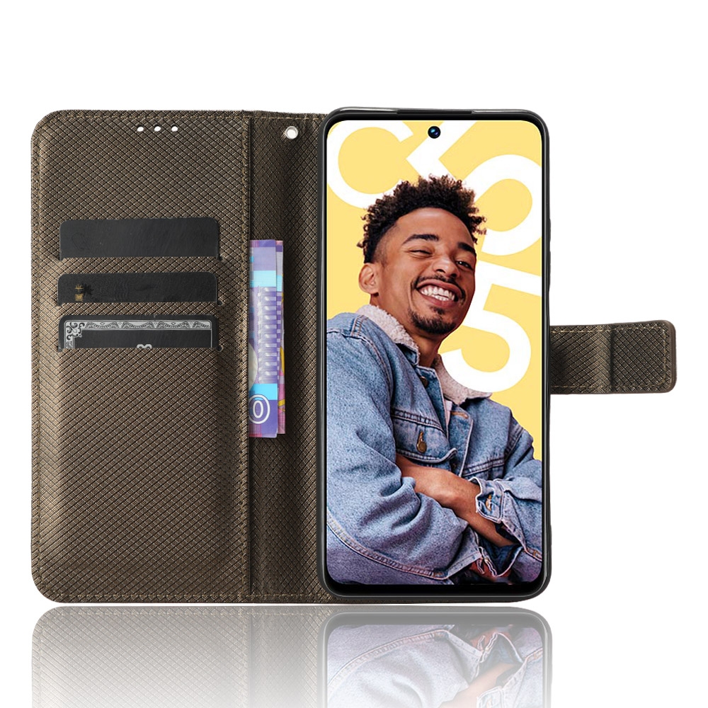 עבור Realme C55 כיסוי ארנק / ספר עשוי מעור בצבע חום עם חריצים לכרטיסי אשראי