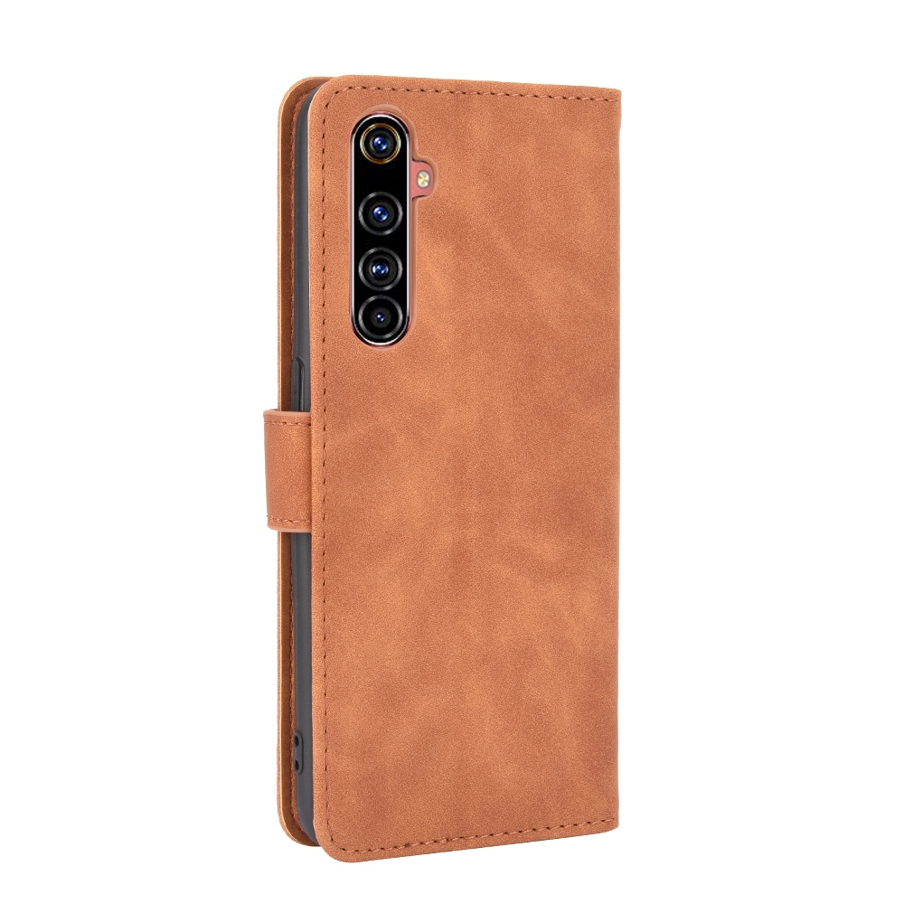 עבור Realme X50 Pro 5G כיסוי ארנק / ספר עשוי מעור בצבע חום עם חריצים לכרטיסי אשראי