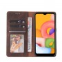 עבור Samsung Galaxy A01 כיסוי ארנק / ספר עשוי מעור בצבע חום עם חריצים לכרטיסי אשראי