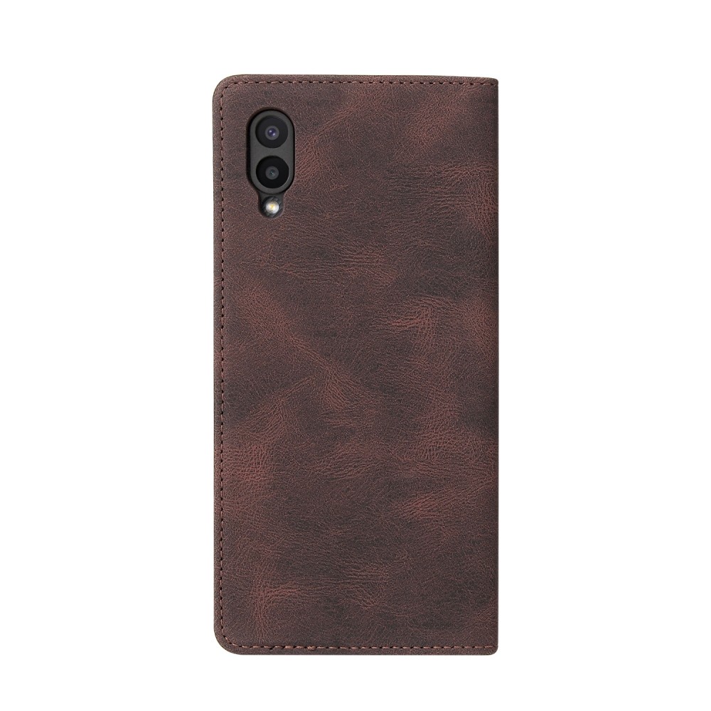 עבור Samsung Galaxy A02 כיסוי ארנק / ספר עשוי מעור בצבע חום עם חריצים לכרטיסי אשראי