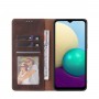 עבור Samsung Galaxy A02 כיסוי ארנק / ספר עשוי מעור בצבע חום עם חריצים לכרטיסי אשראי
