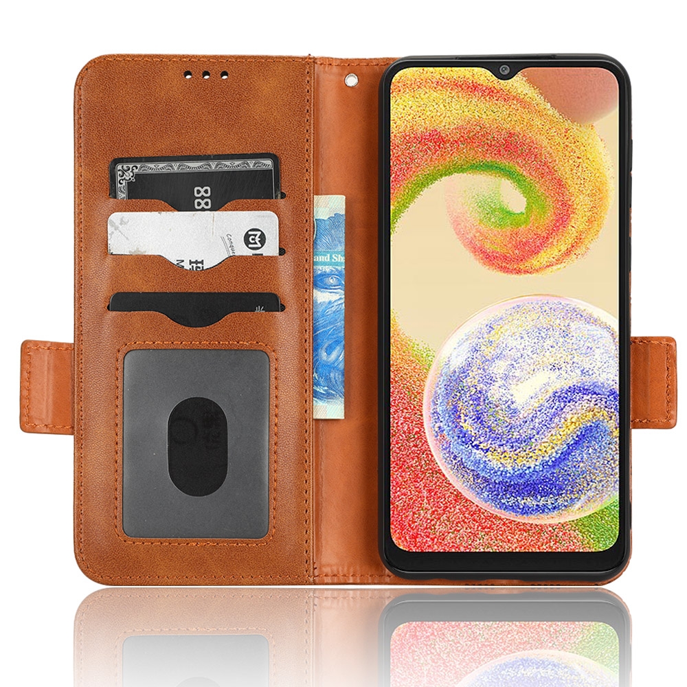 עבור Samsung Galaxy A04 כיסוי ארנק / ספר עשוי מעור בצבע חום עם חריצים לכרטיסי אשראי
