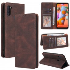 עבור Samsung Galaxy A11 כיסוי ארנק / ספר עשוי מעור בצבע חום עם חריצים לכרטיסי אשראי