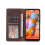 עבור Samsung Galaxy A11 כיסוי ארנק / ספר עשוי מעור בצבע חום עם חריצים לכרטיסי אשראי