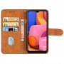 עבור Samsung Galaxy A20s כיסוי ארנק / ספר עשוי מעור בצבע חום עם חריצים לכרטיסי אשראי