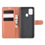 עבור Samsung Galaxy A21s כיסוי ארנק / ספר עשוי מעור בצבע חום עם חריצים לכרטיסי אשראי