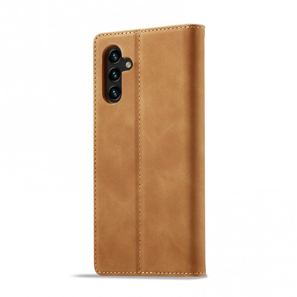 עבור Samsung Galaxy A24 4G כיסוי ארנק / ספר עשוי מעור בצבע חום עם חריצים לכרטיסי אשראי