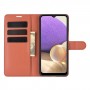 עבור Samsung Galaxy A32 5G כיסוי ארנק / ספר עשוי מעור בצבע חום עם חריצים לכרטיסי אשראי