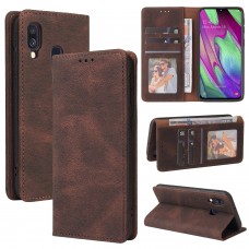עבור Samsung Galaxy A40 כיסוי ארנק / ספר עשוי מעור בצבע חום עם חריצים לכרטיסי אשראי