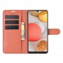 עבור Samsung Galaxy A42 5G כיסוי ארנק / ספר עשוי מעור בצבע חום עם חריצים לכרטיסי אשראי