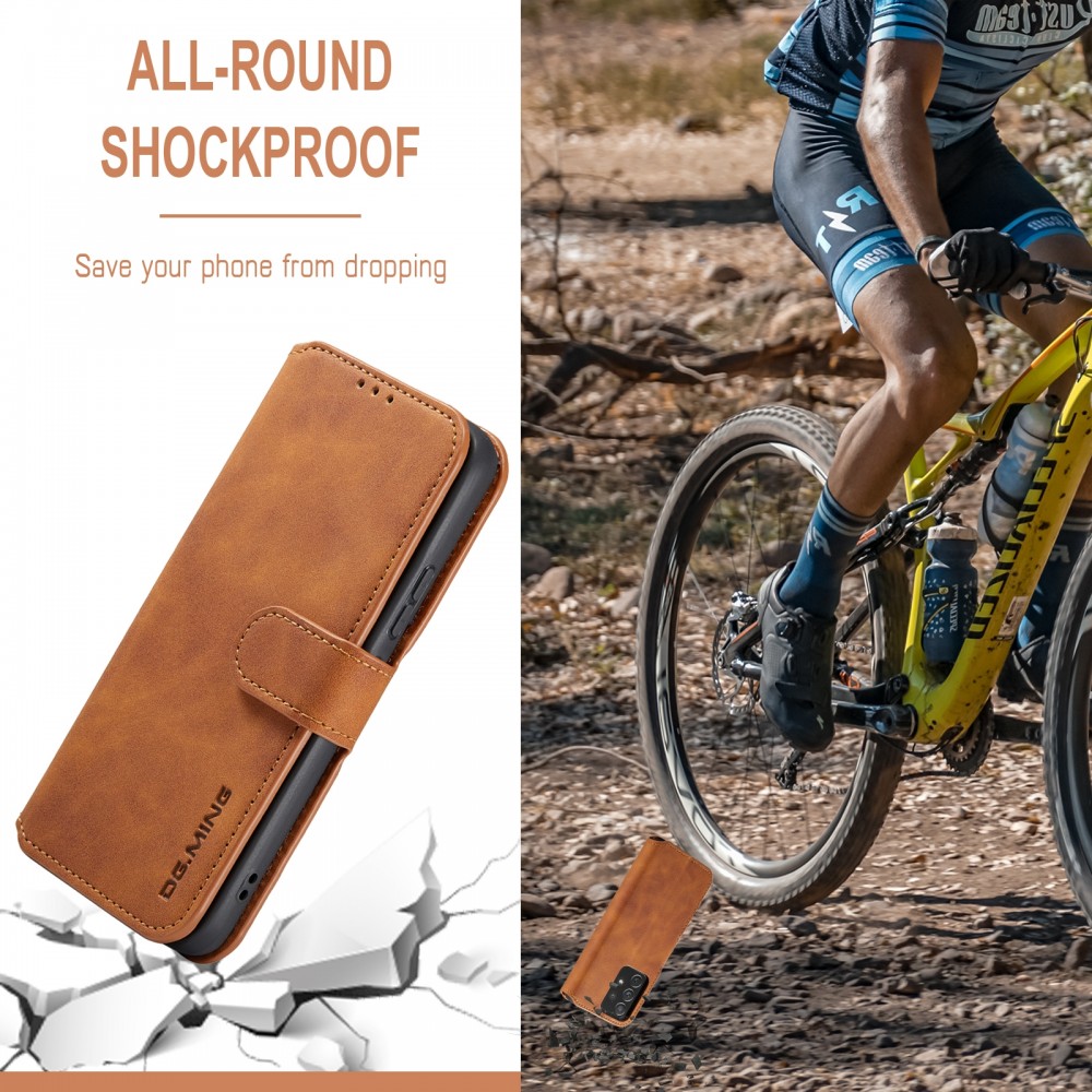 עבור Samsung Galaxy A53 5G כיסוי ארנק / ספר עשוי מעור בצבע חום עם חריצים לכרטיסי אשראי