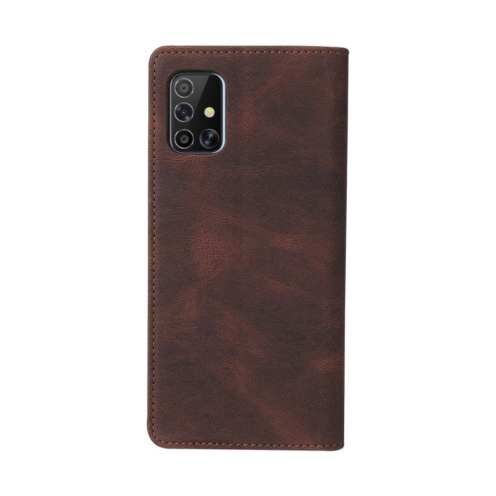 עבור Samsung Galaxy A71 כיסוי ארנק / ספר עשוי מעור בצבע חום עם חריצים לכרטיסי אשראי