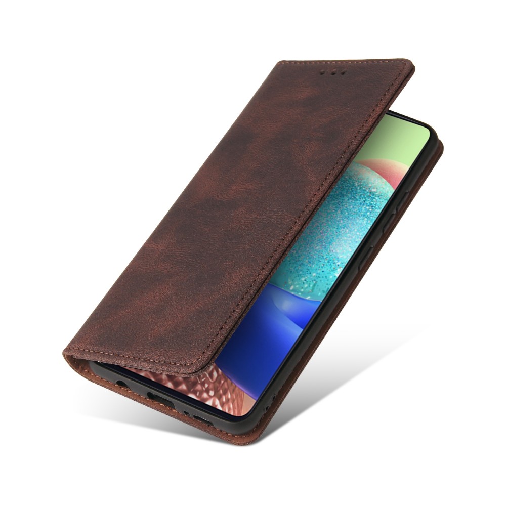 עבור Samsung Galaxy A71 כיסוי ארנק / ספר עשוי מעור בצבע חום עם חריצים לכרטיסי אשראי