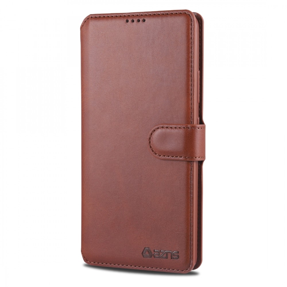 עבור Samsung Galaxy A91 כיסוי ארנק / ספר עשוי מעור בצבע חום עם חריצים לכרטיסי אשראי